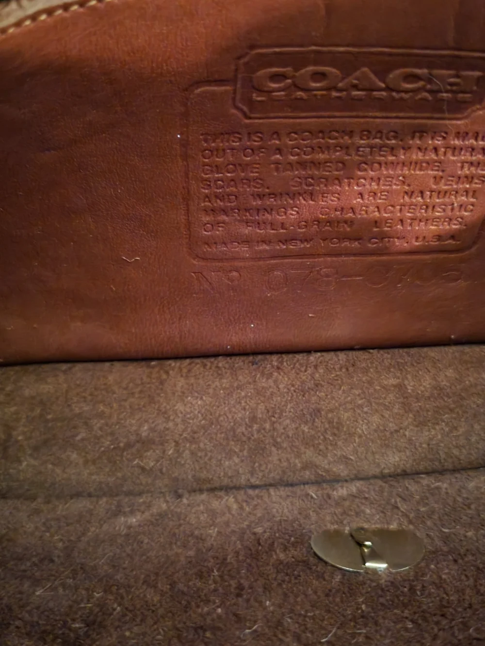 Vintage Early Coach Dinky Glove Tanned Leather Crossbody Bag in British Tan